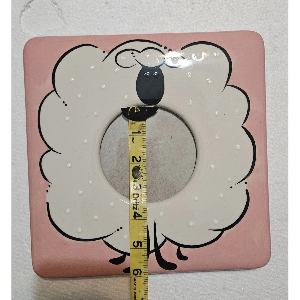 Burton+Burton Pink Ceramic Sheep Photo Frame‎ 2011 Pink Nursery Decor Baby Girl